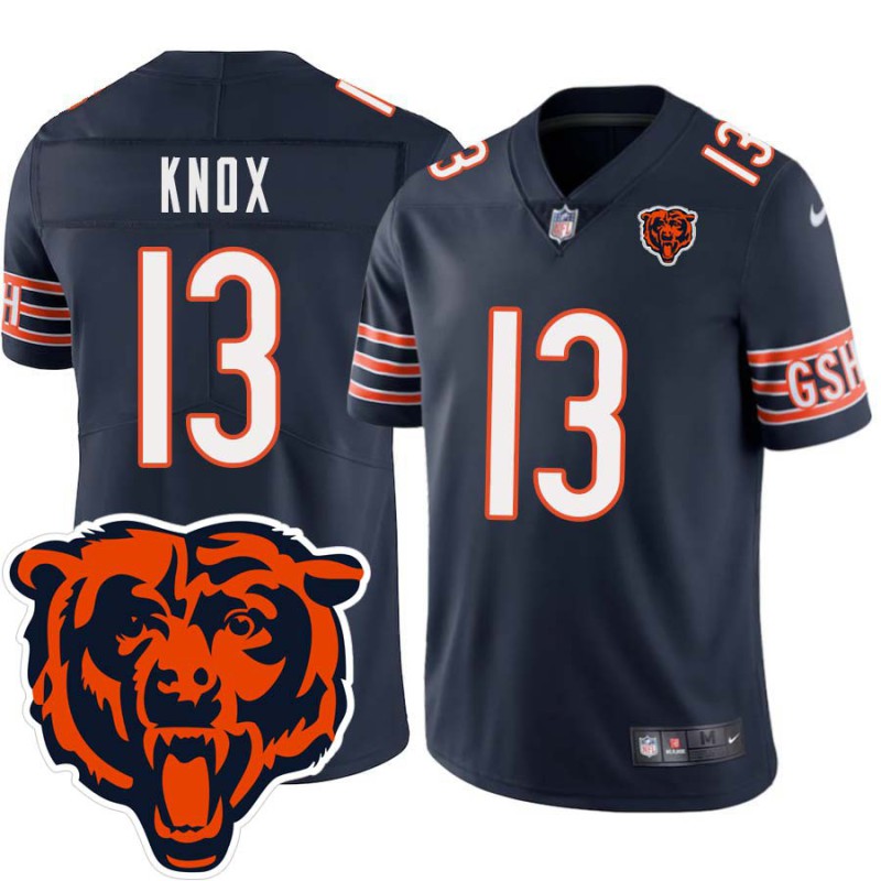 Bears #13 Johnny Knox Tackle Twill Jersey -Navy with 2023 Bear Head Logo Patch