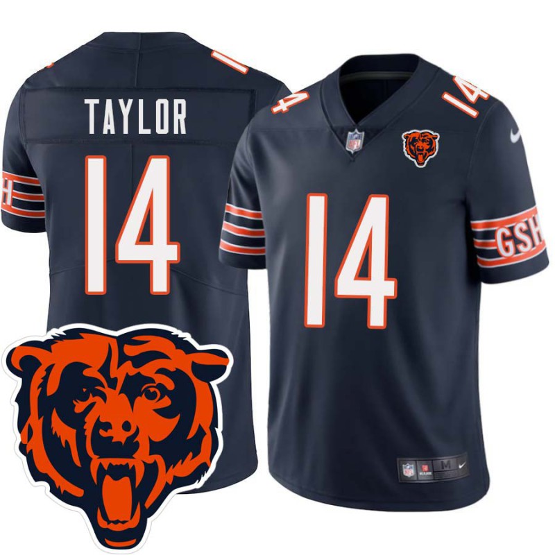 Bears #14 Tarzan Taylor Tackle Twill Jersey -Navy with 2023 Bear Head Logo Patch