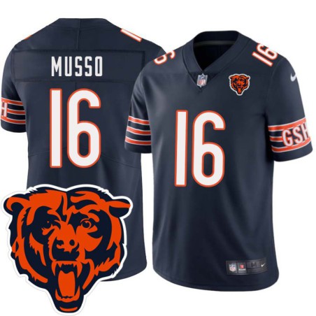 Bears #16 George Musso Tackle Twill Jersey -Navy with 2023 Bear Head Logo Patch