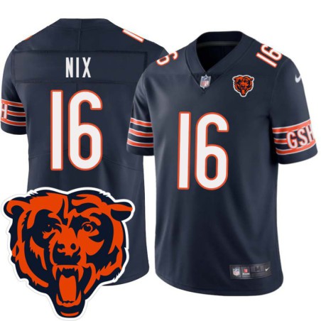 Bears #16 Kent Nix Tackle Twill Jersey -Navy with 2023 Bear Head Logo Patch