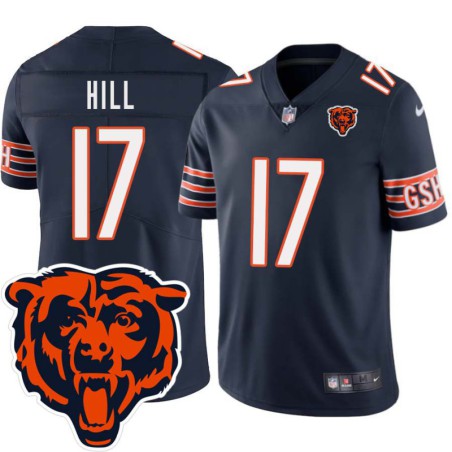 Bears #17 Ike Hill Tackle Twill Jersey -Navy with 2023 Bear Head Logo Patch