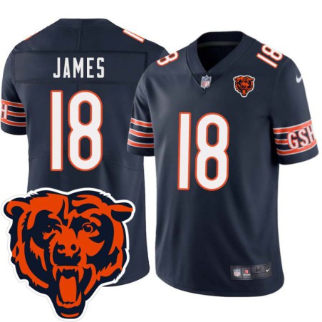 Bears #18 Jesse James Tackle Twill Jersey -Navy with 2023 Bear Head Logo Patch