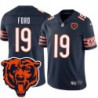 Bears #19 Carl Ford Tackle Twill Jersey -Navy with 2023 Bear Head Logo Patch