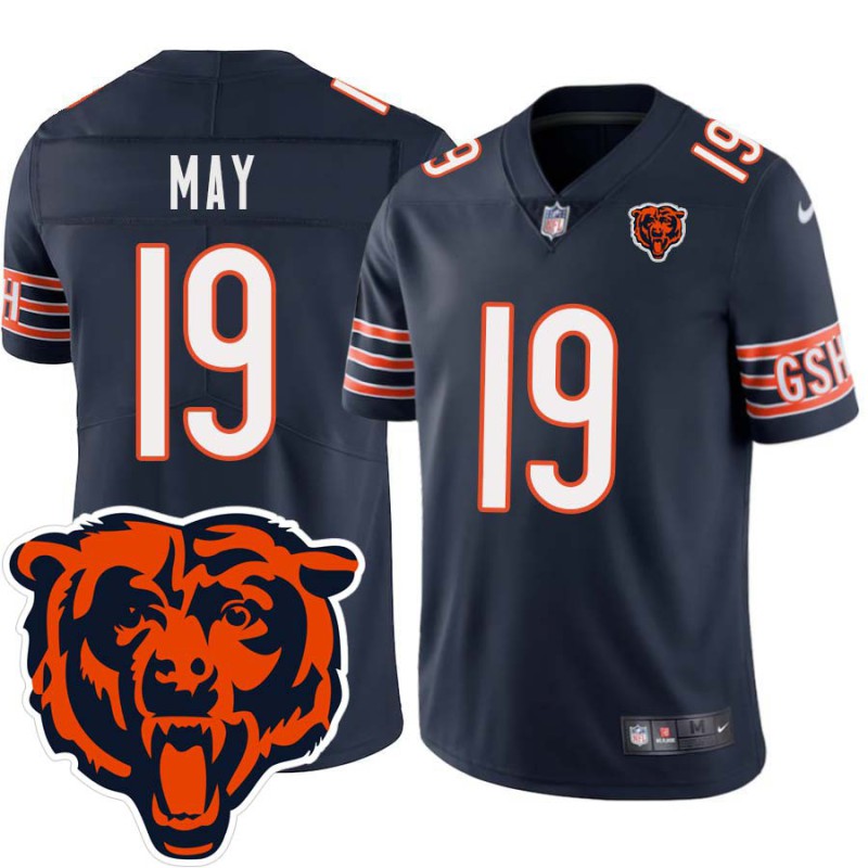 Bears #19 Walt May Tackle Twill Jersey -Navy with 2023 Bear Head Logo Patch