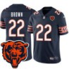 Bears #22 Charlie Brown Tackle Twill Jersey -Navy with 2023 Bear Head Logo Patch