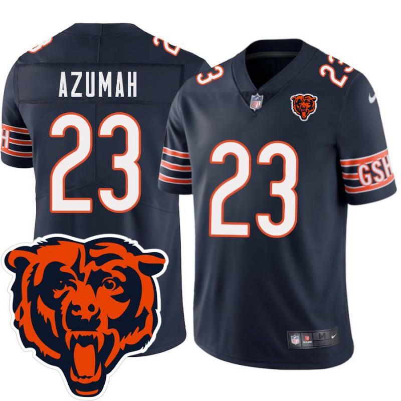 Bears #23 Jerry Azumah Tackle Twill Jersey -Navy with 2023 Bear Head Logo Patch