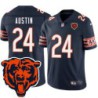 Bears #24 Reggie Austin Tackle Twill Jersey -Navy with 2023 Bear Head Logo Patch