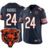 Bears #24 Chuck Kassel Tackle Twill Jersey -Navy with 2023 Bear Head Logo Patch