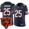 Bears #25 Keshon Johnson Tackle Twill Jersey -Navy with 2023 Bear Head Logo Patch