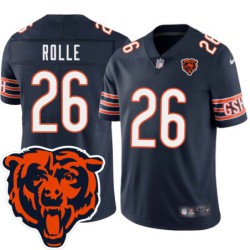Bears #26 Antrel Rolle Tackle Twill Jersey -Navy with 2023 Bear Head Logo Patch