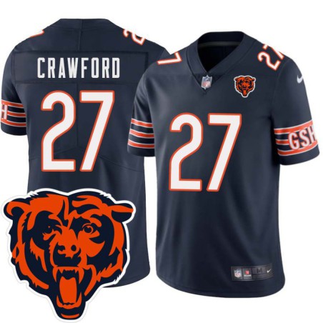 Bears #27 Mush Crawford Tackle Twill Jersey -Navy with 2023 Bear Head Logo Patch