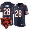 Bears #28 Lloyd Lowe Tackle Twill Jersey -Navy with 2023 Bear Head Logo Patch