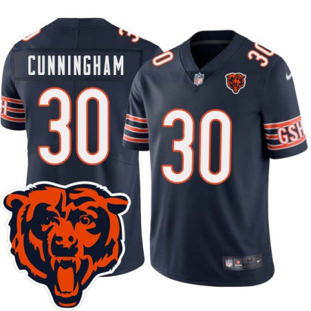 Bears #30 Benny Cunningham Tackle Twill Jersey -Navy with 2023 Bear Head Logo Patch