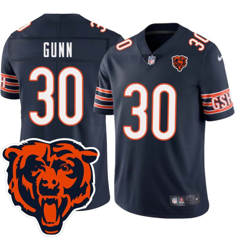 Bears #30 Jimmy Gunn Tackle Twill Jersey -Navy with 2023 Bear Head Logo Patch