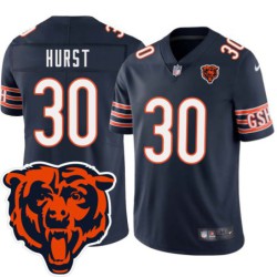 Bears #30 Demontre Hurst Tackle Twill Jersey -Navy with 2023 Bear Head Logo Patch