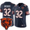 Bears #32 Chris Brewer Tackle Twill Jersey -Navy with 2023 Bear Head Logo Patch