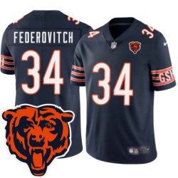 Bears #34 John Federovitch Tackle Twill Jersey -Navy with 2023 Bear Head Logo Patch