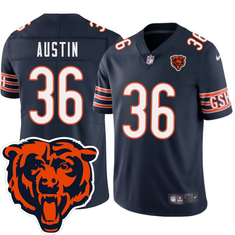 Bears #36 Raymond Austin Tackle Twill Jersey -Navy with 2023 Bear Head Logo Patch