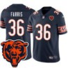 Bears #36 Tom Farris Tackle Twill Jersey -Navy with 2023 Bear Head Logo Patch