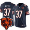 Bears #37 Elijah Hicks Tackle Twill Jersey -Navy with 2023 Bear Head Logo Patch