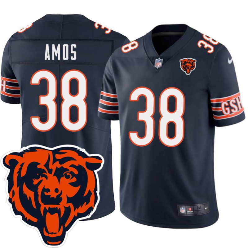 Bears #38 Adrian Amos Tackle Twill Jersey -Navy with 2023 Bear Head Logo Patch