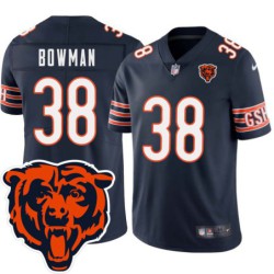 Bears #38 Zackary Bowman Tackle Twill Jersey -Navy with 2023 Bear Head Logo Patch