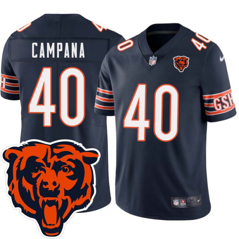 Bears #40 Al Campana Tackle Twill Jersey -Navy with 2023 Bear Head Logo Patch