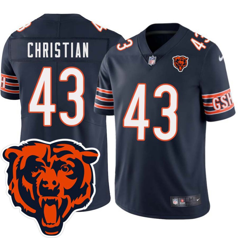 Bears #43 Marqui Christian Tackle Twill Jersey -Navy with 2023 Bear Head Logo Patch