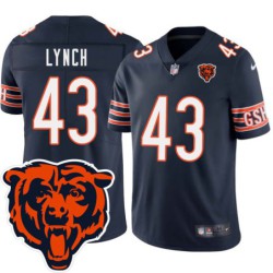 Bears #43 Lorenzo Lynch Tackle Twill Jersey -Navy with 2023 Bear Head Logo Patch