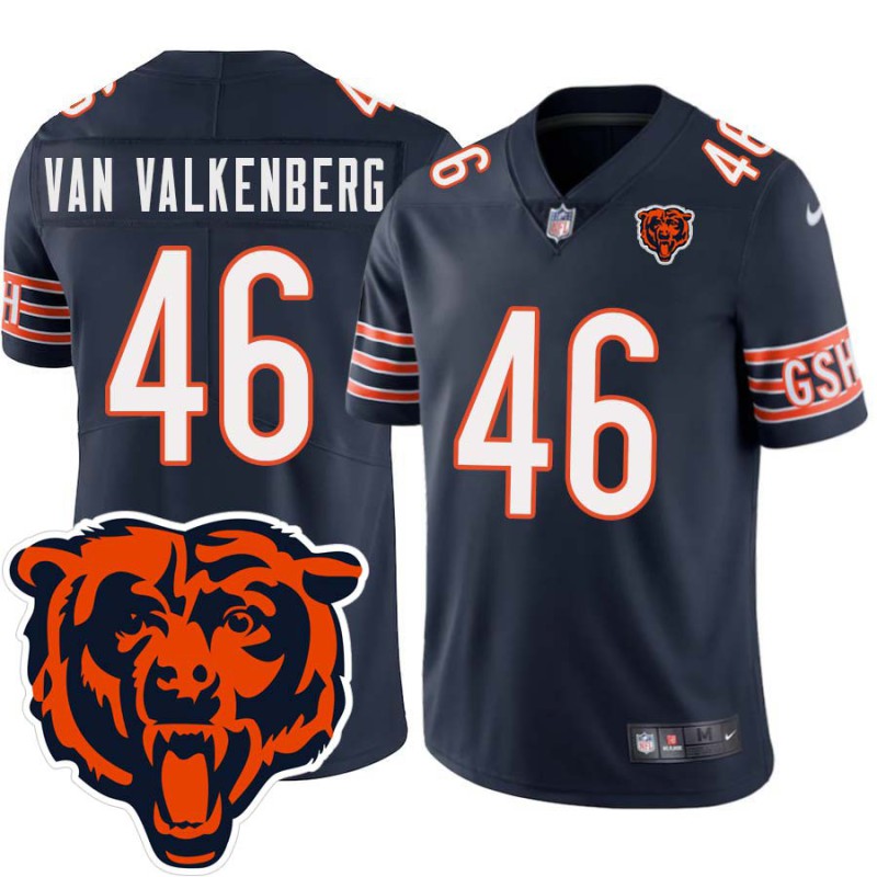 Bears #46 Pete Van Valkenberg Tackle Twill Jersey -Navy with 2023 Bear Head Logo Patch