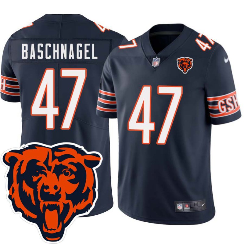 Bears #47 Brian Baschnagel Tackle Twill Jersey -Navy with 2023 Bear Head Logo Patch