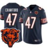 Bears #47 Xavier Crawford Tackle Twill Jersey -Navy with 2023 Bear Head Logo Patch