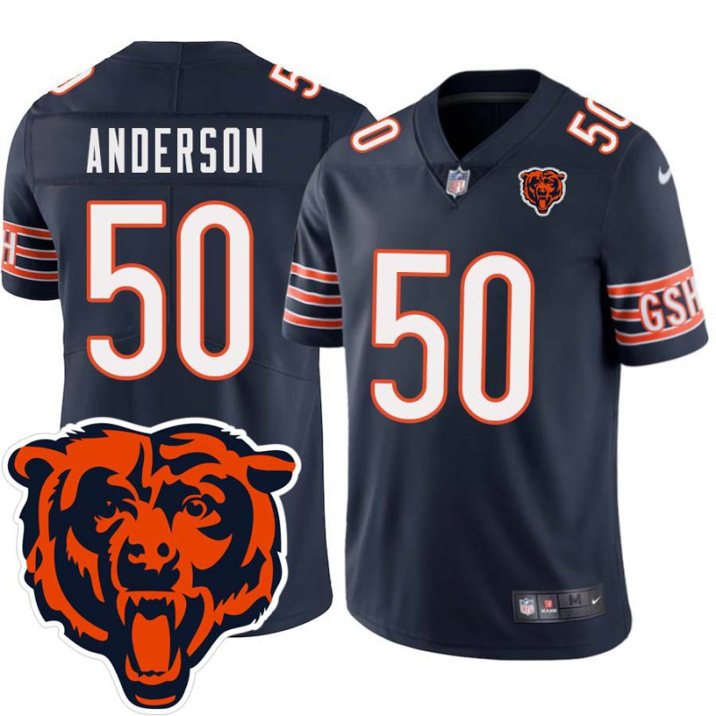 Bears #50 James Anderson Tackle Twill Jersey -Navy with 2023 Bear Head Logo Patch