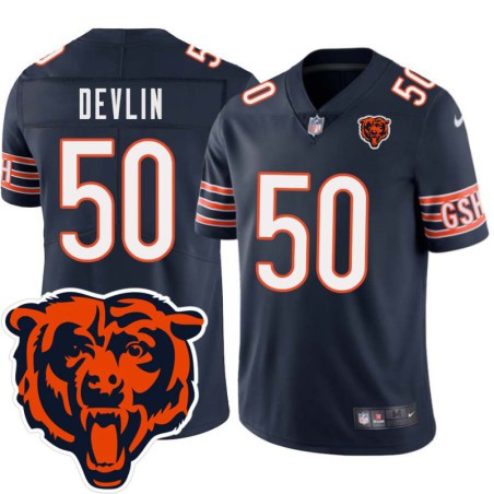 Bears #50 Chris Devlin Tackle Twill Jersey -Navy with 2023 Bear Head Logo Patch