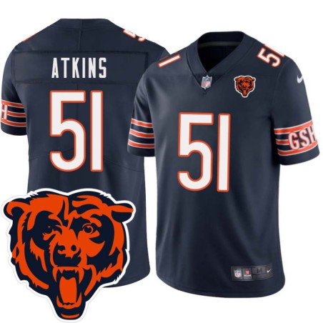 Bears #51 Kelvin Atkins Tackle Twill Jersey -Navy with 2023 Bear Head Logo Patch