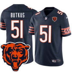 Bears #51 Dick Butkus Tackle Twill Jersey -Navy with 2023 Bear Head Logo Patch