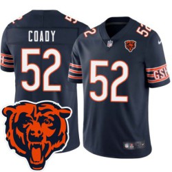 Bears #52 Rich Coady Tackle Twill Jersey -Navy with 2023 Bear Head Logo Patch