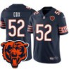 Bears #52 Bryan Cox Tackle Twill Jersey -Navy with 2023 Bear Head Logo Patch