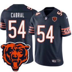 Bears #54 Brian Cabral Tackle Twill Jersey -Navy with 2023 Bear Head Logo Patch