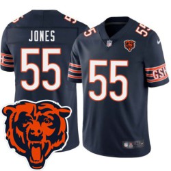 Bears #55 Greg Jones Tackle Twill Jersey -Navy with 2023 Bear Head Logo Patch