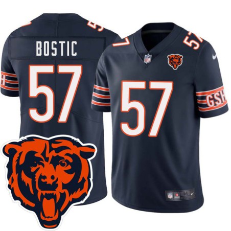 Bears #57 Jonathan Bostic Tackle Twill Jersey -Navy with 2023 Bear Head Logo Patch