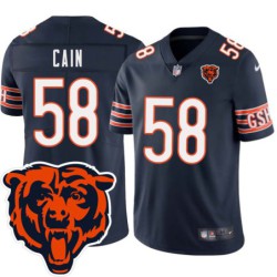 Bears #58 Jeremy Cain Tackle Twill Jersey -Navy with 2023 Bear Head Logo Patch