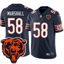 Bears #58 Wilber Marshall Tackle Twill Jersey -Navy with 2023 Bear Head Logo Patch