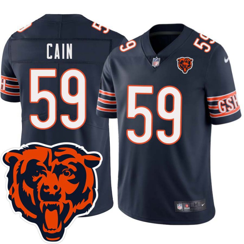 Bears #59 Joe Cain Tackle Twill Jersey -Navy with 2023 Bear Head Logo Patch