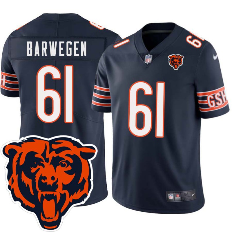 Bears #61 Dick Barwegen Tackle Twill Jersey -Navy with 2023 Bear Head Logo Patch