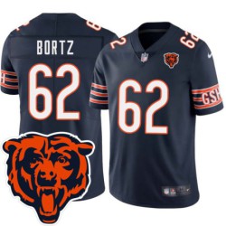 Bears #62 Mark Bortz Tackle Twill Jersey -Navy with 2023 Bear Head Logo Patch