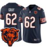 Bears #62 Chris Gray Tackle Twill Jersey -Navy with 2023 Bear Head Logo Patch