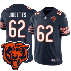 Bears #62 Dan Jiggetts Tackle Twill Jersey -Navy with 2023 Bear Head Logo Patch