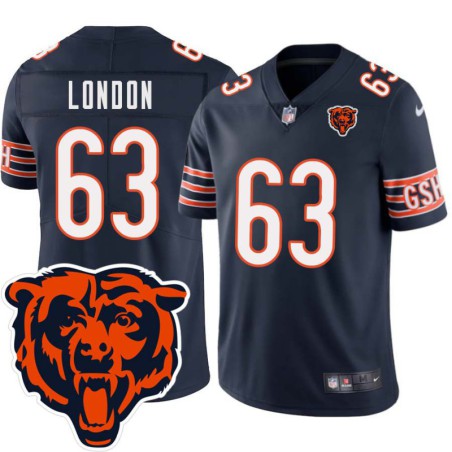 Bears #63 LaCale London Tackle Twill Jersey -Navy with 2023 Bear Head Logo Patch