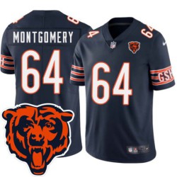 Bears #64 Will Montgomery Tackle Twill Jersey -Navy with 2023 Bear Head Logo Patch